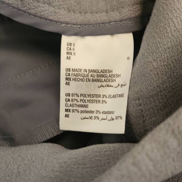 BAR III Textured Crepe Paper Bag Straight Leg Ankle Pants Women's 6 Moonstone - Picture 4 of 4